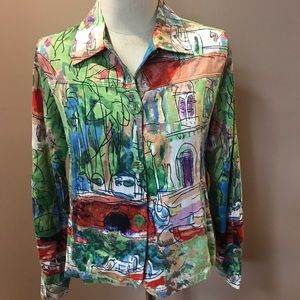 Patchington Abstract Cite View Button Up Blouse